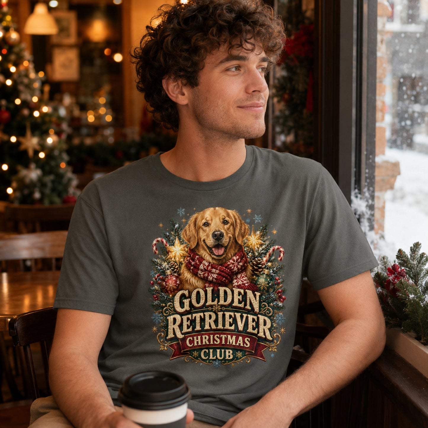 Golden Retriever Christmas T-Shirt — "Golden Retriever Christmas Club" Holiday Tee