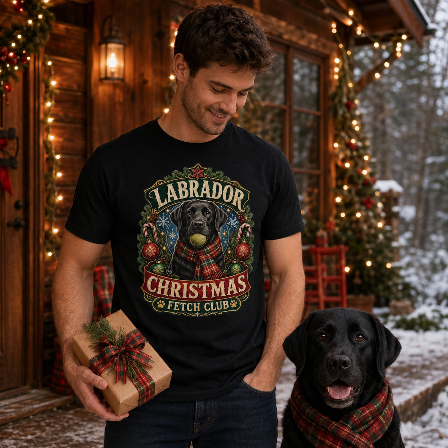 Labrador Christmas Fetch Club mock-up 02 — Black