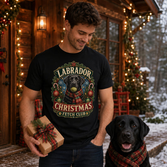 Labrador Christmas Fetch Club mock-up 02 — Black